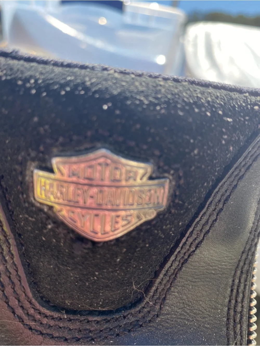 Harley-Davidson Black Leather Zip-Up Motorcycle Boots